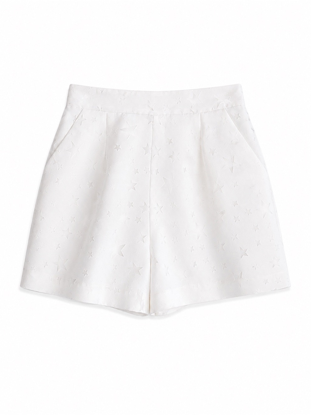 bebe White High-Waist Star-Embossed Shorts